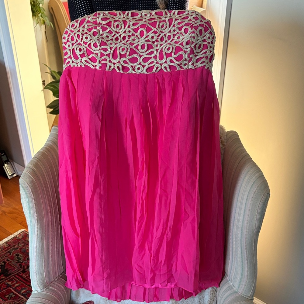 Lilly Pulitzer Pink and Gold Strapless Dress (New with Tags)